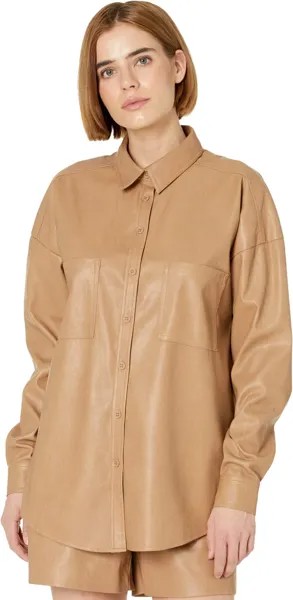 Рубашка n:philanthropy Monte Faux Leather Shacket, кэмел