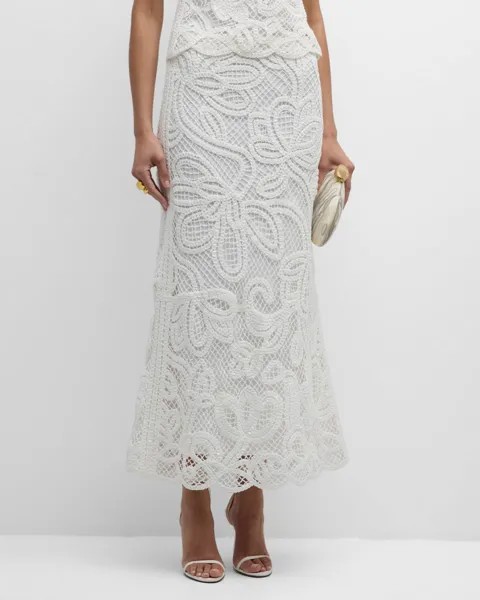 Кружевная длинная юбка Rachael с пайетками Ungaro, цвет Ivory