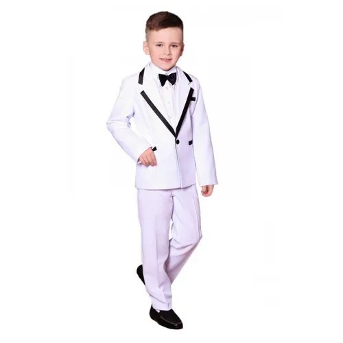 Костюм Лиола для мальчика 3 предмета (пиджак, брюки, бабочка), цвет черный с белой отделкой, размер 104