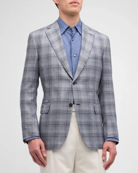 Мужское спортивное пальто в крупную клетку Brioni, цвет Royal
