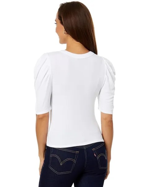 Топ Michael Stars Andrea Pleated Sleeve Crop Top, белый