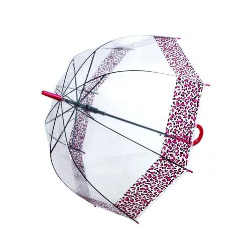 Зонт-трость полуавтомат, купол 80 см., 8 спиц, прозрачный, для женщин, мультиколор