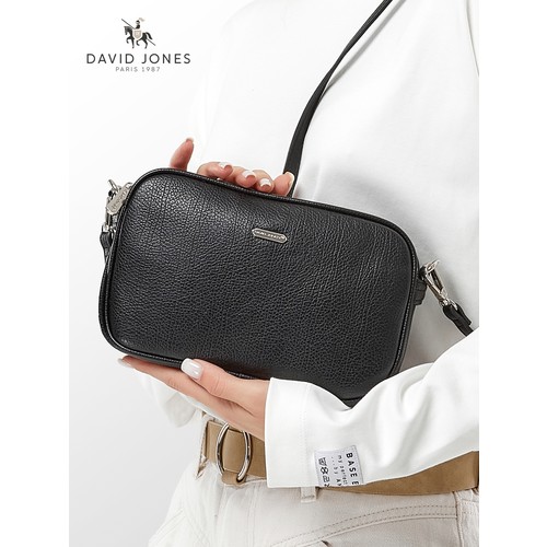 Сумка кросс-боди DAVID JONES, фактура зернистая, плетеная, чёрный