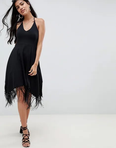 Сарафан с отделкой кисточками ASOS DESIGN-Черный