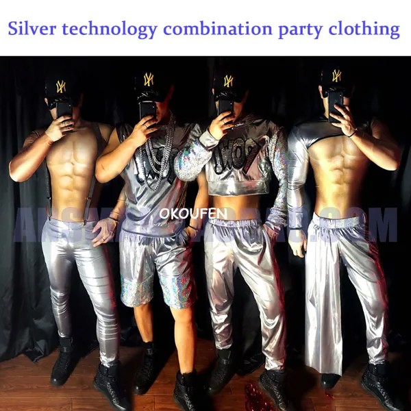 Сексуальные серебряные костюмы в техническом стиле для вечевечерние сексуальные костюмы для бара ночного клуба ds мужские костюмы для выступлений тематическое вечернее платье для шоу