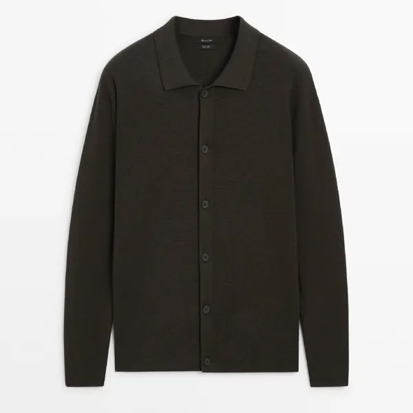 Кардиган Massimo Dutti Milano Knit Buttoned, серый