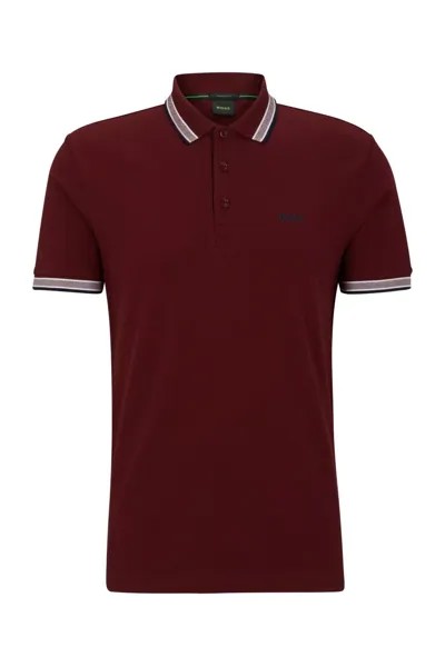 Мужская рубашка поло HUGO BOSS Paddy Regular Fit темно-красного цвета 50505600 602