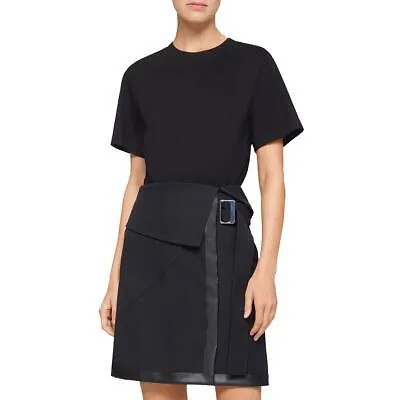 Черное женское мини-платье-футболка из твила 3.1 Phillip Lim с поясом 8 BHFO 1543