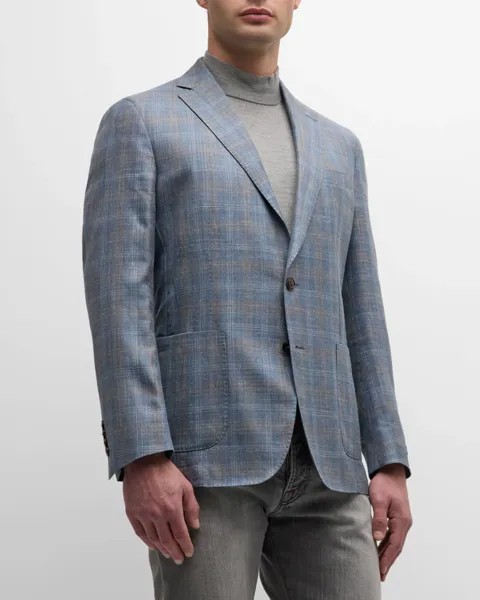 Мужское спортивное пальто Andover в клетку с двумя пуговицами Peter Millar, цвет Blue Pearl