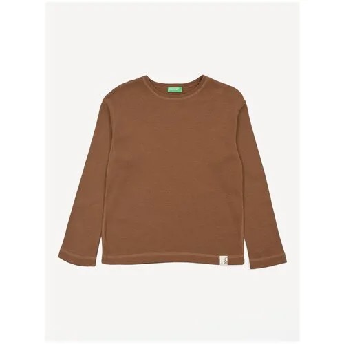 Лонгслив UNITED COLORS OF BENETTON, хлопок, однотонный, размер 140 (L), коричневый