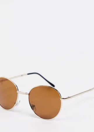 Складные солнцезащитные очки в золотистой оправе с коричневыми стеклами South Beach-Золотистый