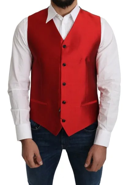 DOLCE - GABBANA Жилет Красный Деловой костюм из 100% шелка IT50/ US40 /L Рекомендуемая розничная цена 1100 долларов США