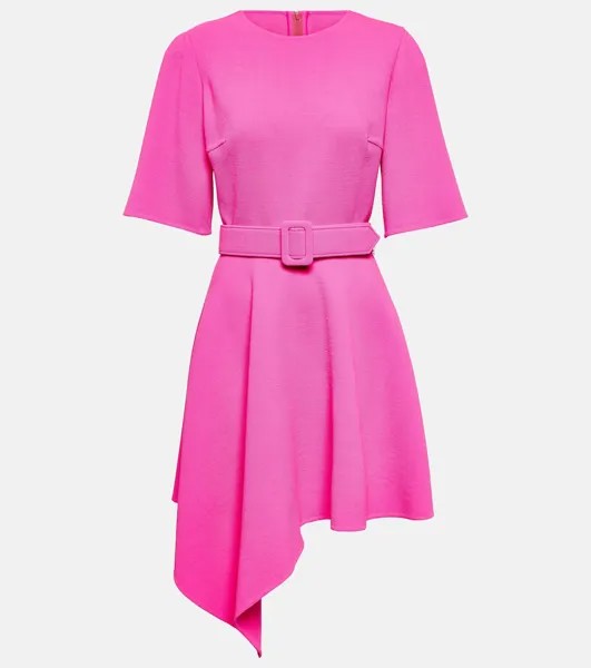 Мини-платье асимметричного кроя из смесовой шерсти OSCAR DE LA RENTA, розовый