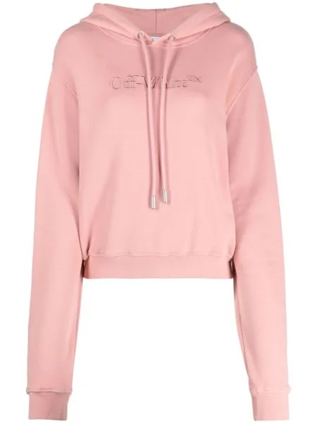 Off-White худи с кулиской и вышитым логотипом, розовый