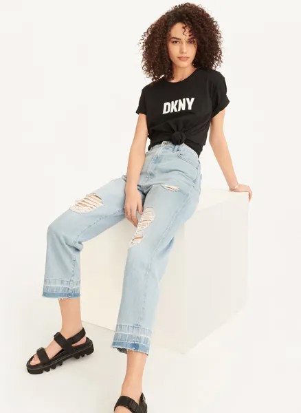 Джинсы Kent с высокой посадкой и эффектом потертости DKNY