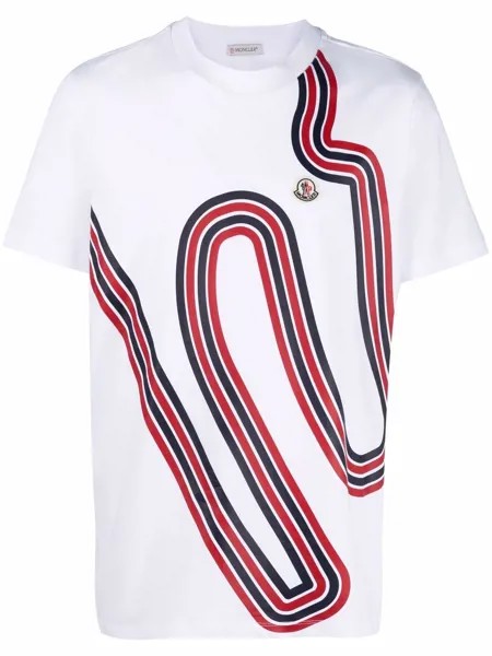 Moncler полосатая футболка с нашивкой-логотипом