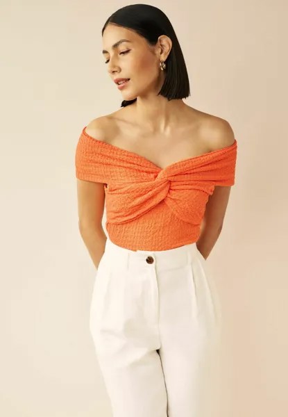 Блузка TEXTURED BARDOT TWIST FRONT TOP Next, цвет bright orange