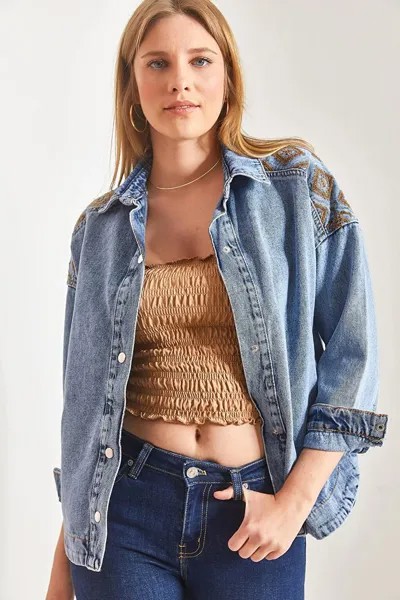 Женская джинсовая куртка с вышивкой SHADE