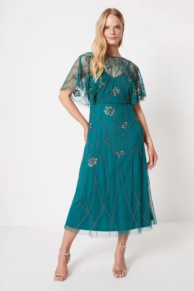 Платье миди из сетки, украшенное вручную Oasis, зеленый