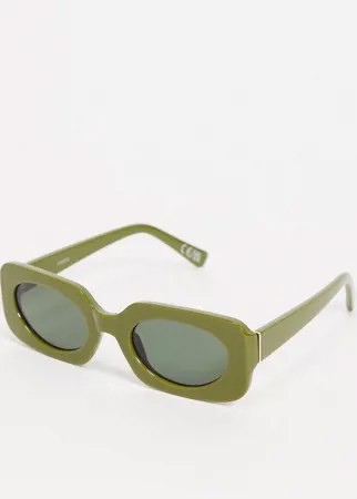 Зеленые квадратные солнцезащитные очки среднего размера с тонированными стеклами ASOS DESIGN-Зеленый цвет