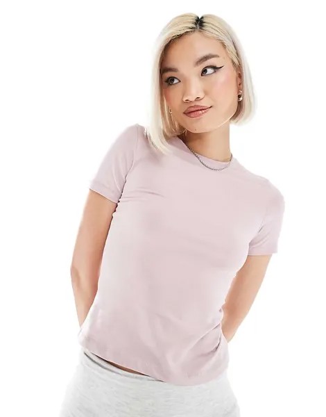 Футболка узкого кроя Weekday пыльно-розового цвета — эксклюзивно для ASOS