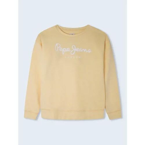 Свитшот Pepe Jeans, средней длины, карманы, без капюшона, размер 17, синий