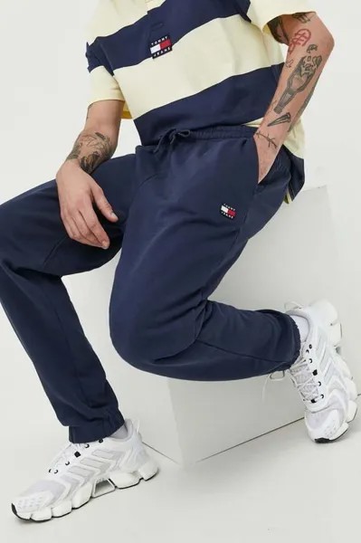 Хлопковые спортивные брюки Tommy Jeans, темно-синий