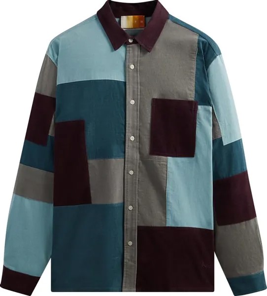 Рубашка Kith Patchwork Cord Ludlow Shirt 'Largo', синий
