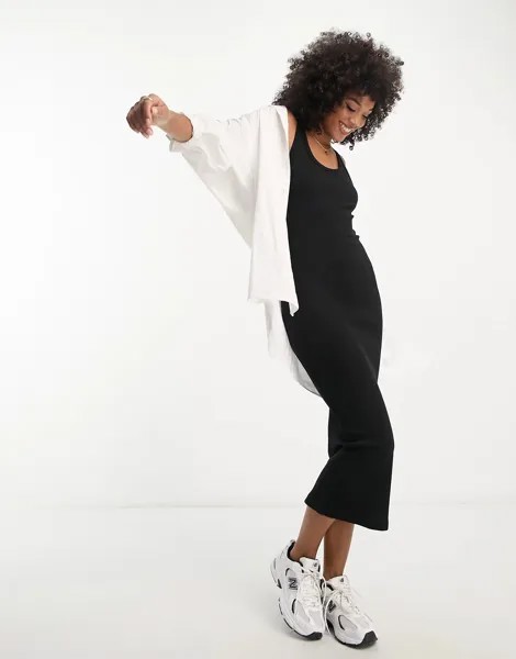 Сарафан Asos Design Ribbed Scoop Neck Vest Midi, черный
