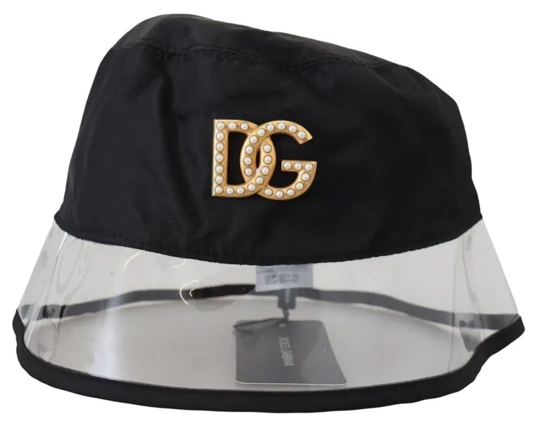 DOLCE - GABBANA Шляпа, черный нейлон, ПВХ, золотой логотип Dg, женское ведро s. 57 / С 500 долларов США