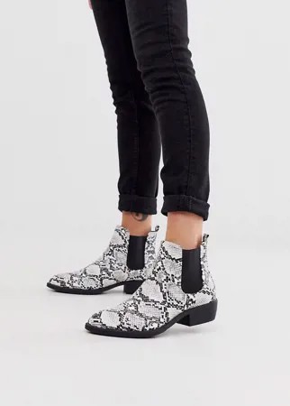 Монохромные ботинки в стиле вестерн на каблуке и с эффектом змеиной кожи Park Lane-Черный