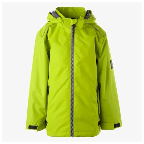 Куртка Huppa демисезонная, карманы, капюшон, утепленная, подкладка, водонепроницаемость, ветрозащита, мембрана, светоотражающие элементы, съемный капюшон, регулируемые манжеты, размер 122, зеленый