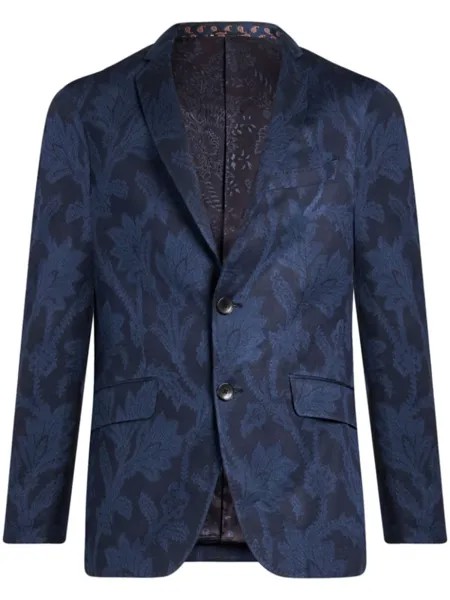ETRO однобортный пиджак с цветочным узором, синий