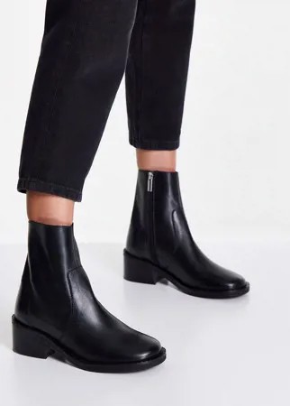 Кожаные ботинки без застежек черного цвета ASOS DESIGN Riviera-Черный цвет