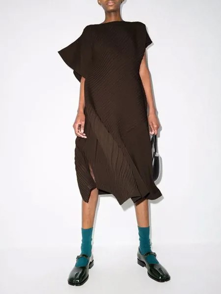 Issey Miyake платье миди асимметричного кроя со складками