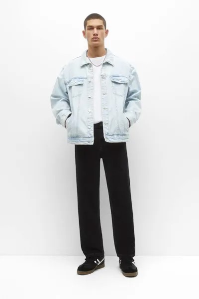 Джинсы широкого кроя из хлопка Pull&Bear, черный