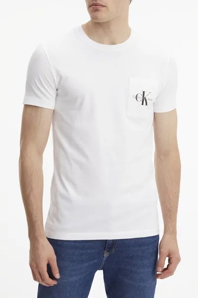 Футболка с овальным вырезом и карманом Calvin Klein Jeans, белый
