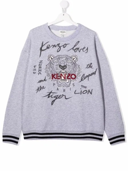 Kenzo Kids толстовка из смесового хлопка с вышитым логотипом