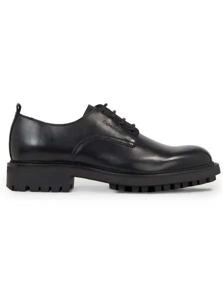 Calvin Klein Мужские кожаные туфли на шнуровке, черный