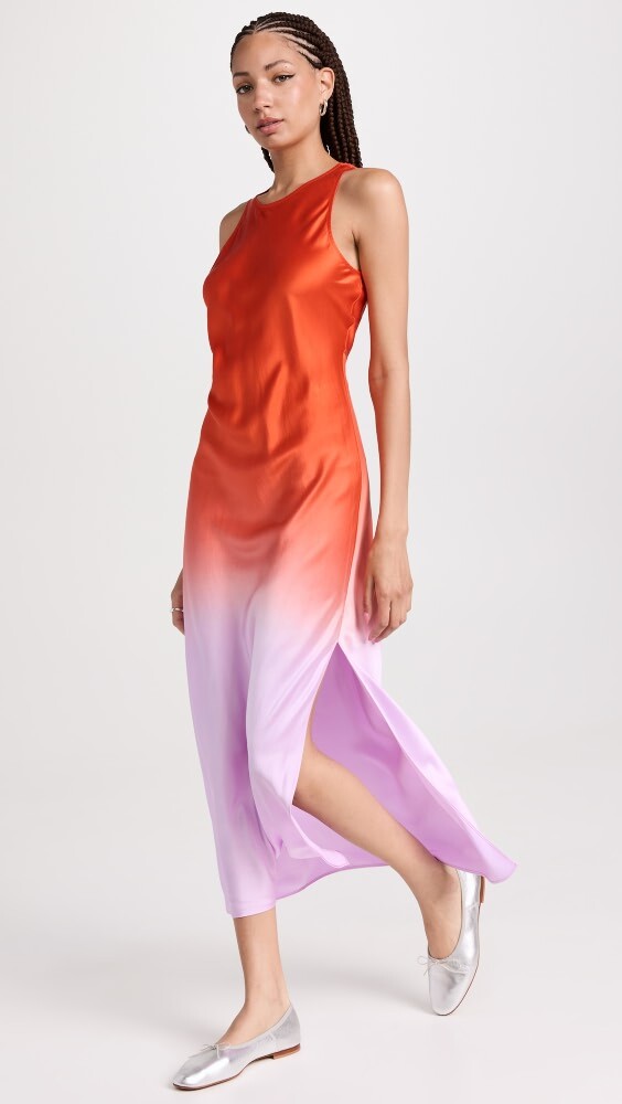 Платье миди FRAME Bias Dip Dye, красный