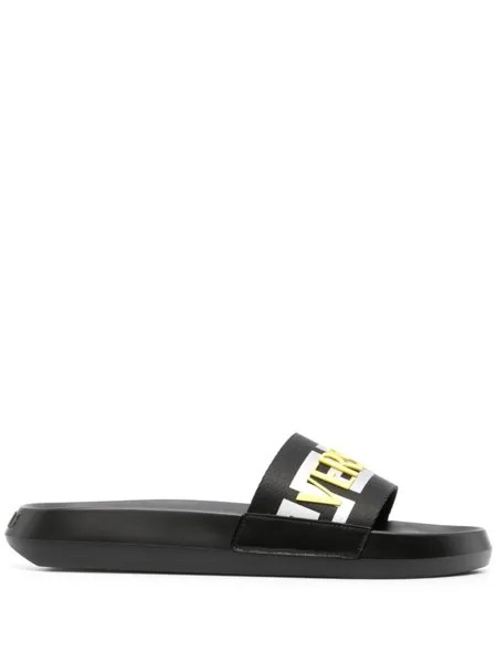 Versace шлепанцы с узором La Greca, черный