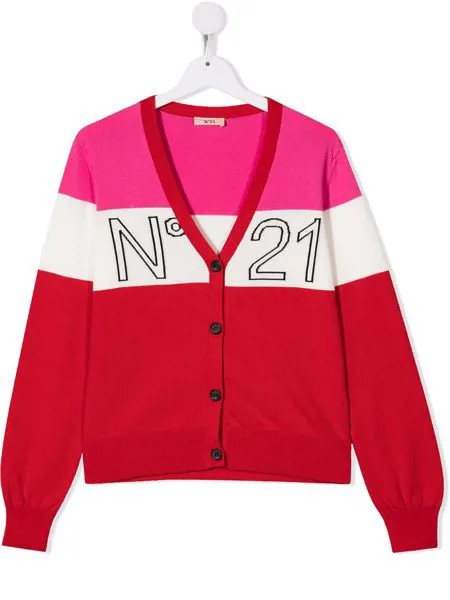Nº21 Kids кардиган в стиле колор-блок