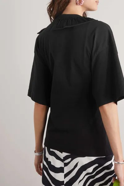 DRIES VAN NOTEN Футболка из смесового хлопка с аппликацией, черный