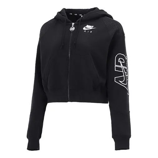Куртка повседневная спортивная короткая трикотажная куртка с капюшоном Nike, черный