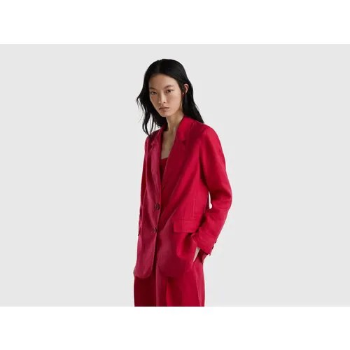 Пиджак UNITED COLORS OF BENETTON, средней длины, силуэт свободный, размер 40, красный