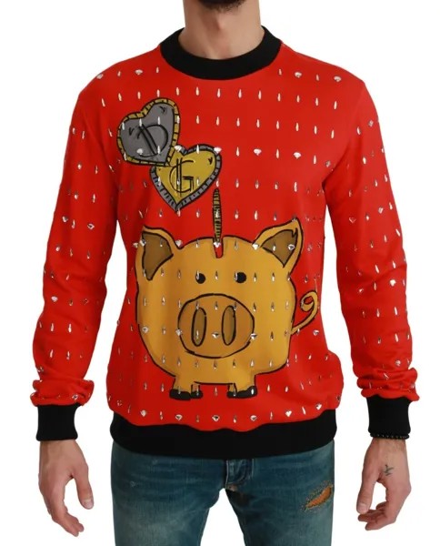 DOLCE - GABBANA Красный свитер «Хрустальная свинья года» IT44 / US34 / XS Рекомендуемая розничная цена 5600 долларов США