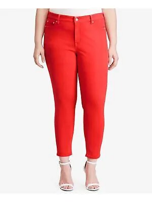 RALPH LAUREN Женские красные эластичные укороченные джинсы скинни с карманами на молнии, плюс 20 Вт