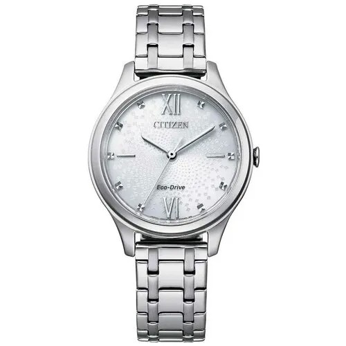 Наручные часы CITIZEN Eco-Drive Японские EM0500-73A, серебряный, голубой
