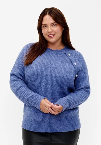 Свитер With Pearl Buttons Zizzi, цвет coastal fjord mel