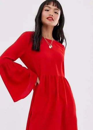 Платье мини с расклешенными рукавами ASOS DESIGN Petite-Красный